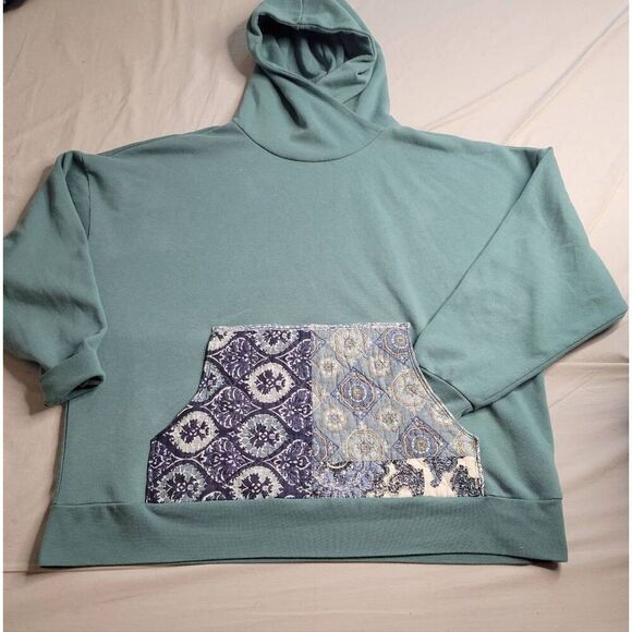 Reworked upcycled repurposed quilted hoodie plus size 1x 18-20 Women's ooak - Picture 1 of 6